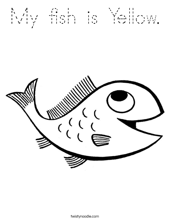 My fish is Yellow. Coloring Page
