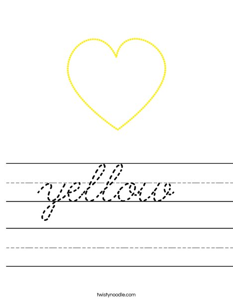 Yellow Heart Worksheet