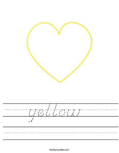 Yellow Heart Worksheet