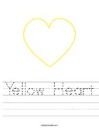 Yellow Heart Handwriting Sheet
