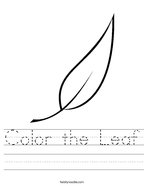 Color the Leaf Handwriting Sheet