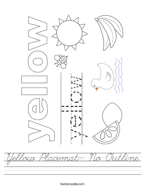 Yellow Placemat- No Outline Worksheet