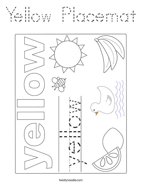 Yellow Placemat Coloring Page