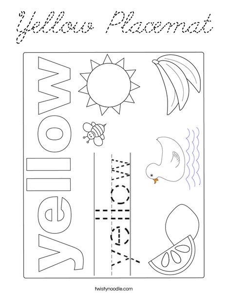 Yellow Placemat Coloring Page