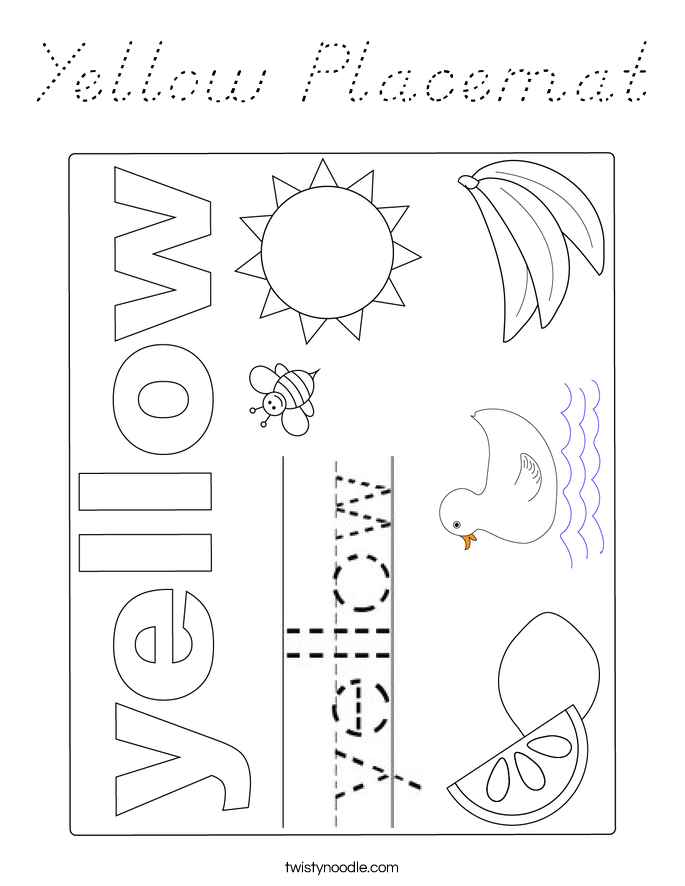 Yellow Placemat Coloring Page