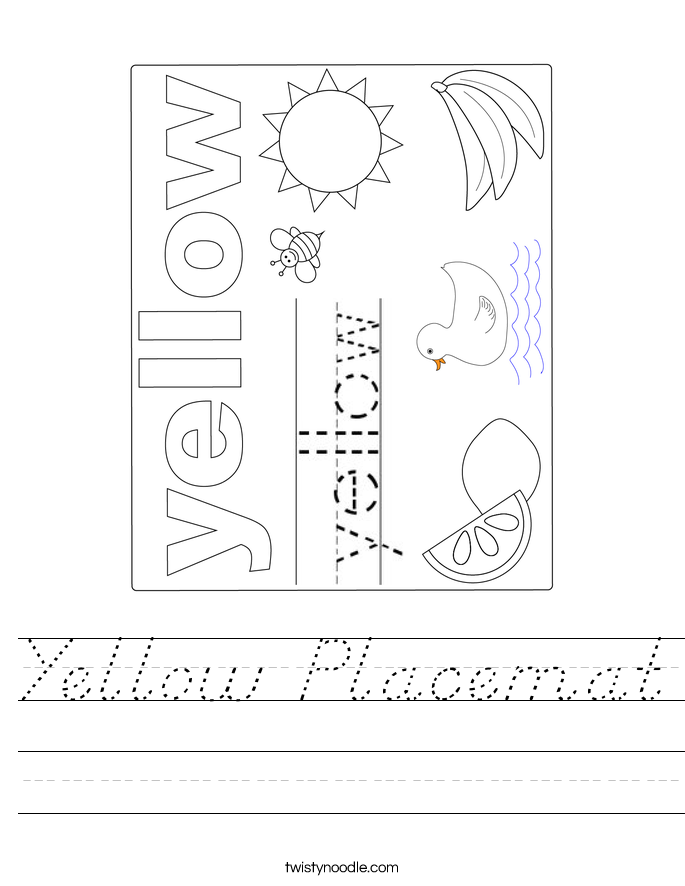 Yellow Placemat Worksheet