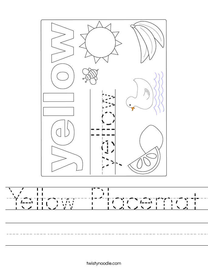 Yellow Placemat Worksheet