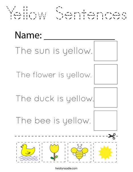Yellow Sentences Coloring Page