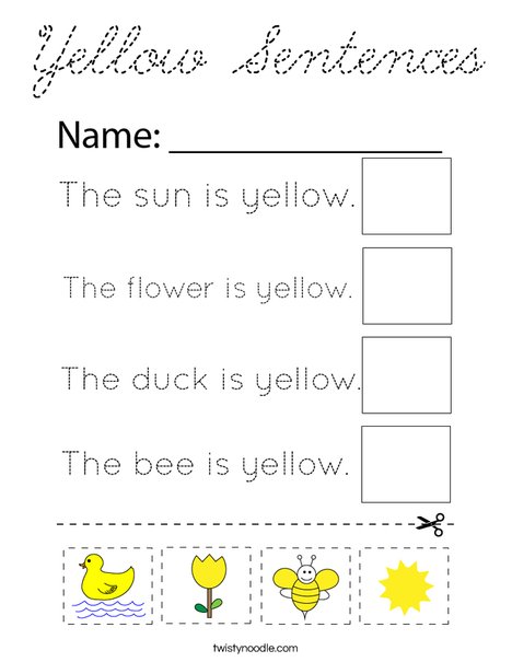 Yellow Sentences Coloring Page