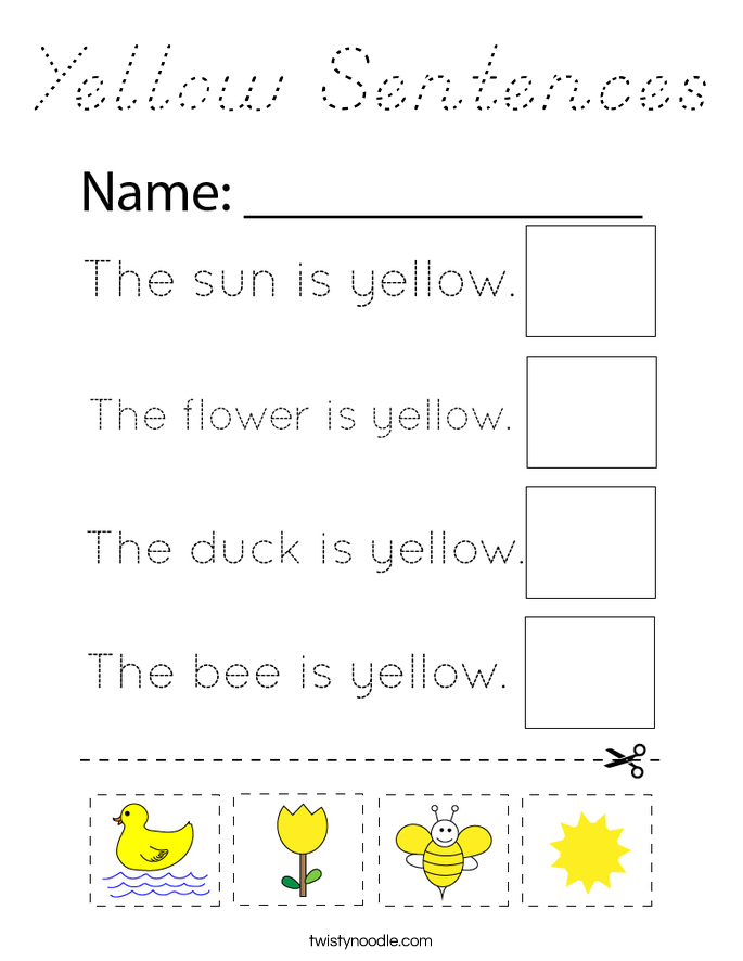 Yellow Sentences Coloring Page