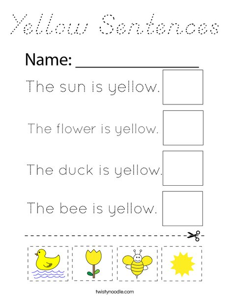 Yellow Sentences Coloring Page