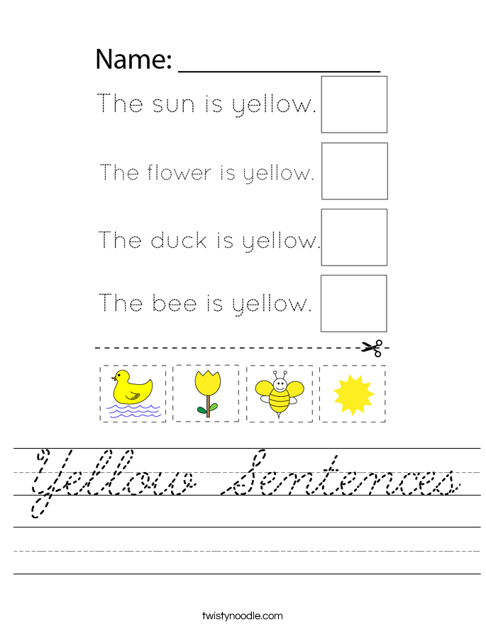 Yellow Sentences Worksheet