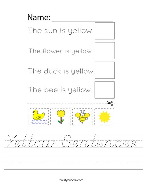 Yellow Sentences Worksheet