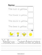 Yellow Sentences Handwriting Sheet