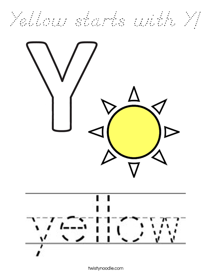 Yellow starts with Y! Coloring Page