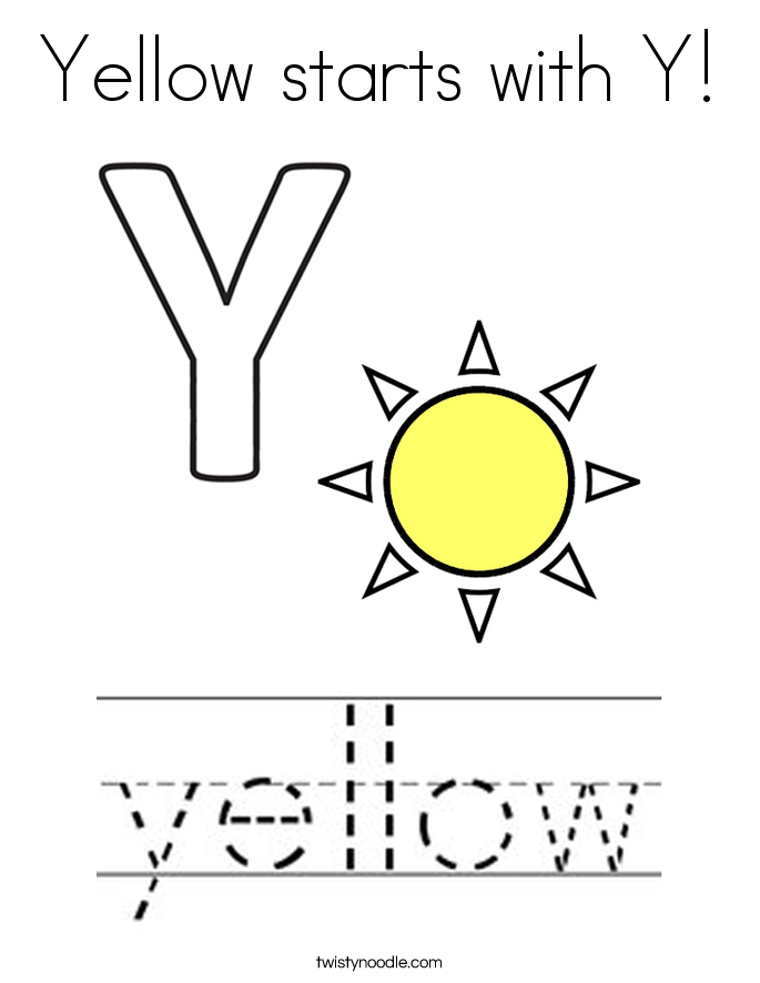 Yellow starts with Y! Coloring Page