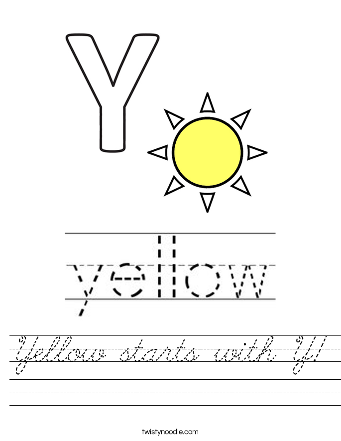 Yellow starts with Y! Worksheet