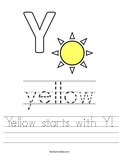 Yellow starts with Y! Worksheet
