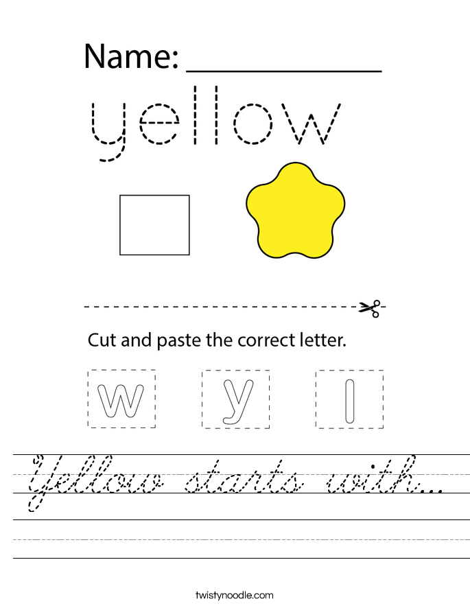 Yellow starts with... Worksheet