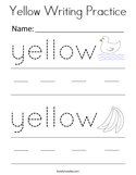 Yellow Writing Practice Coloring Page