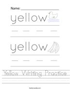 Yellow Writing Practice Handwriting Sheet