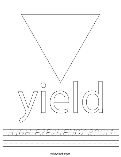 Yield Traffic Sign Worksheet