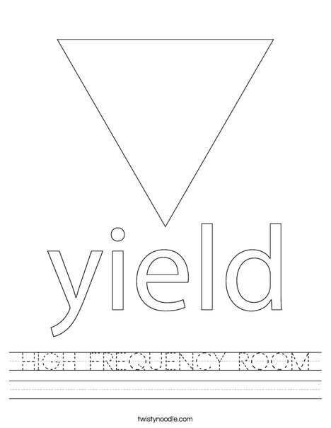 Yield Traffic Sign Worksheet