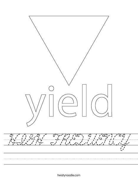 Yield Traffic Sign Worksheet