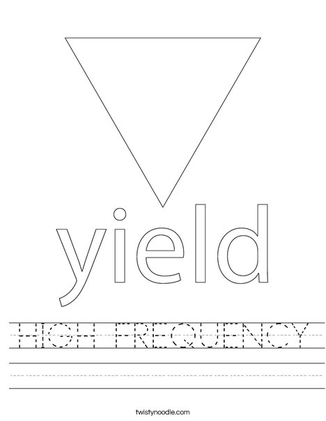 Yield Traffic Sign Worksheet