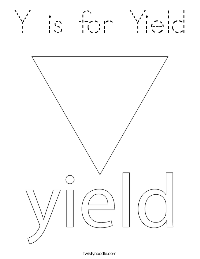 Y is for Yield Coloring Page