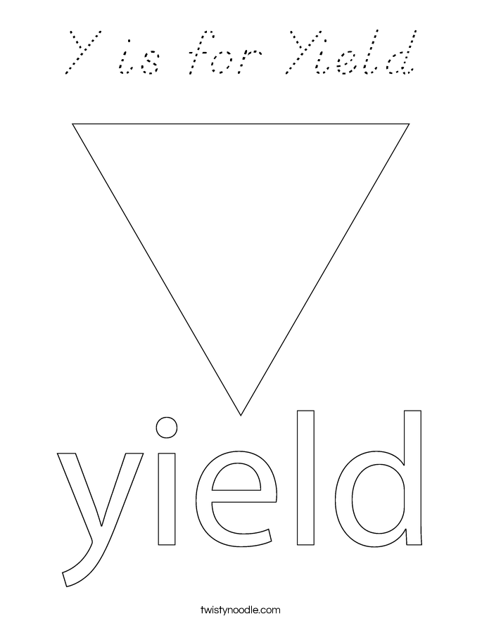 Y is for Yield Coloring Page