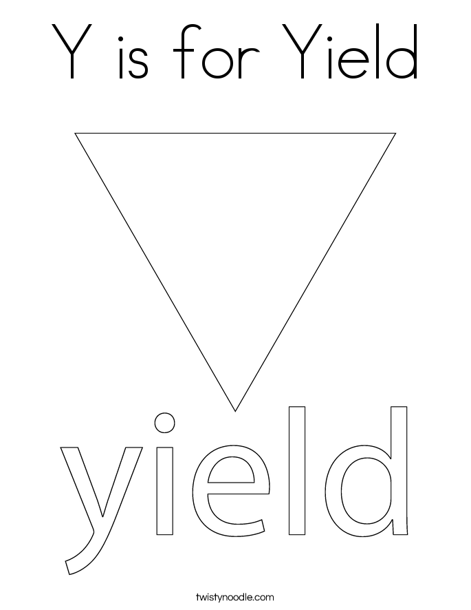 Y is for Yield Coloring Page