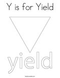 Y is for Yield Coloring Page
