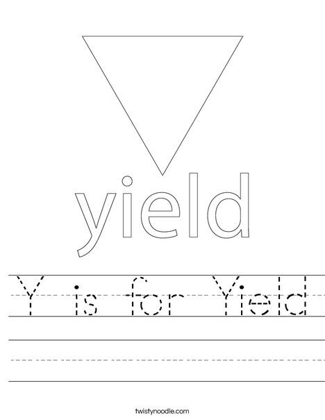 Yield Traffic Sign Worksheet