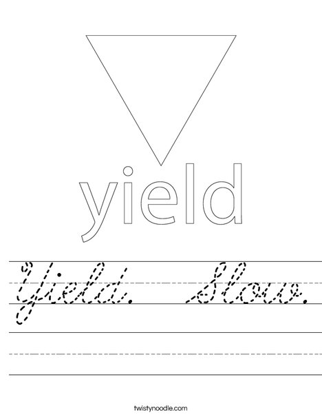 Yield Traffic Sign Worksheet