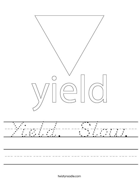 Yield Traffic Sign Worksheet