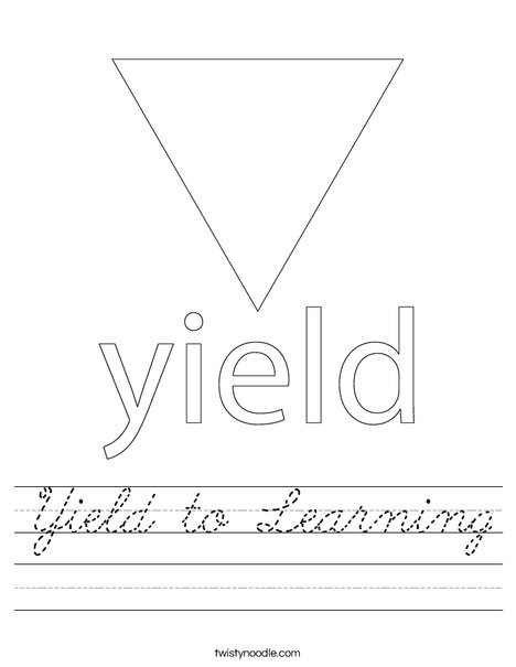 Yield Traffic Sign Worksheet