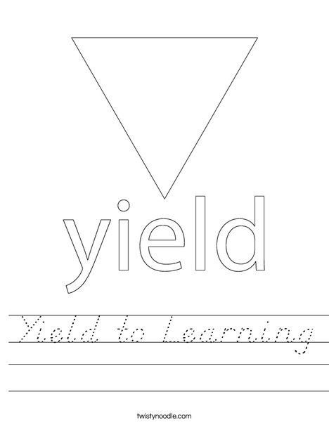 Yield Traffic Sign Worksheet