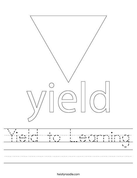 Yield Traffic Sign Worksheet