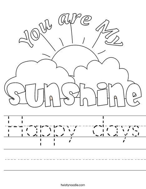 You Are My Sunshine by Trina Clark Worksheet