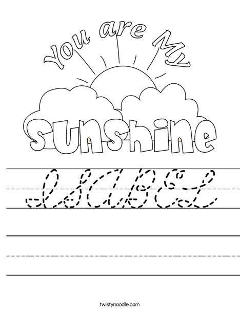 You Are My Sunshine by Trina Clark Worksheet