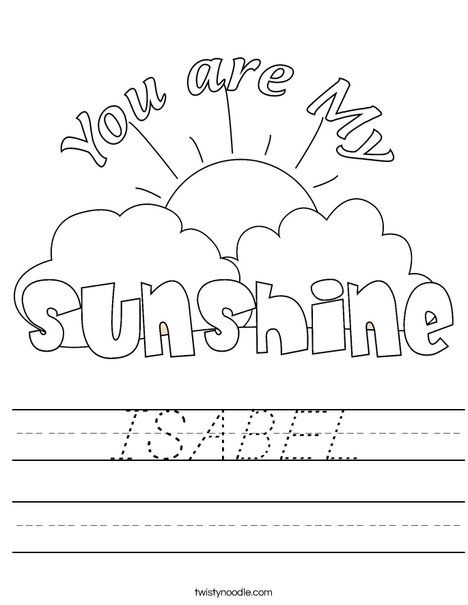 You Are My Sunshine by Trina Clark Worksheet