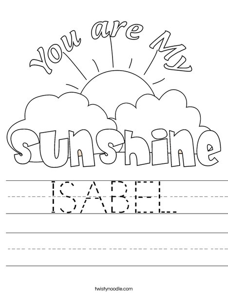 You Are My Sunshine by Trina Clark Worksheet