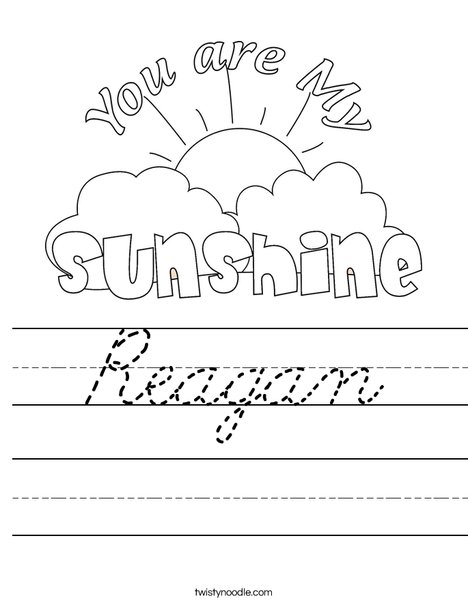 You Are My Sunshine by Trina Clark Worksheet