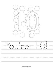 You're 10 Handwriting Sheet