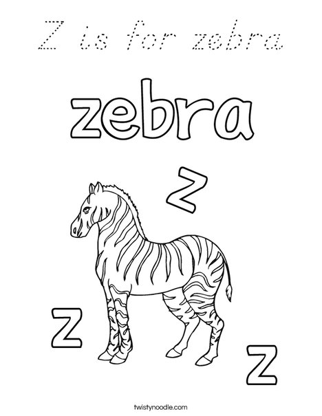 Z is for zebra Coloring Page