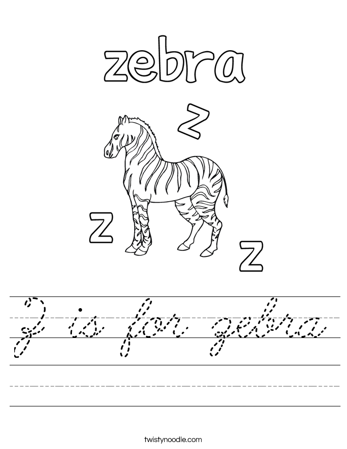 Z is for zebra Worksheet