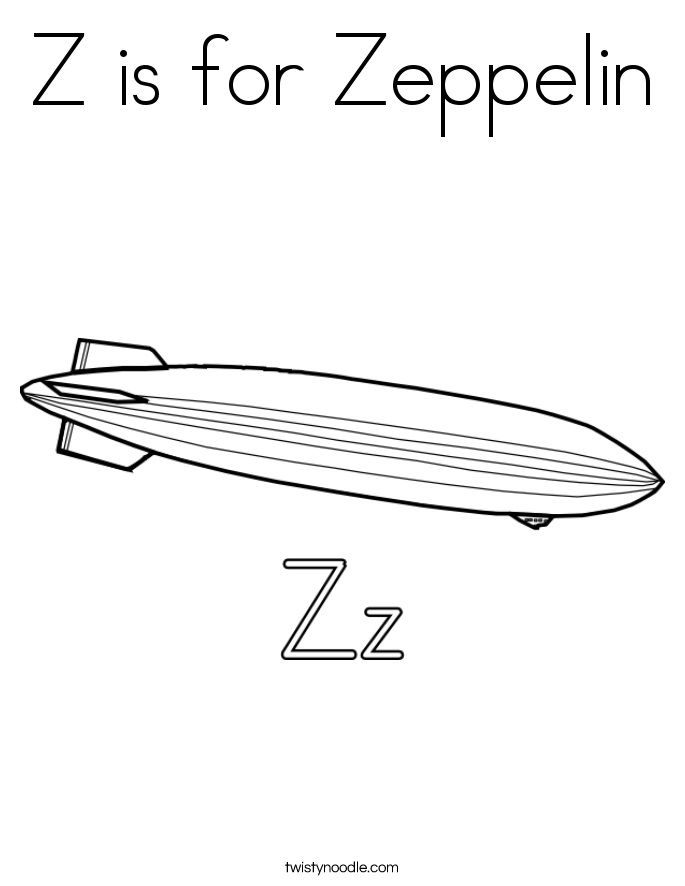 Z is for Zeppelin Coloring Page