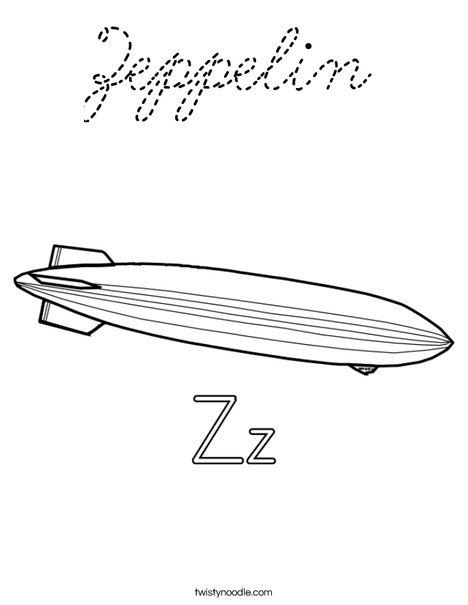 Z is for Zeppelin Coloring Page