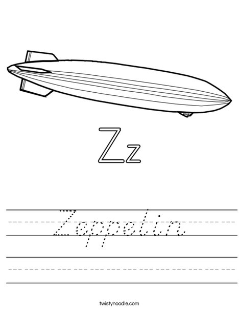 Z is for Zeppelin Worksheet